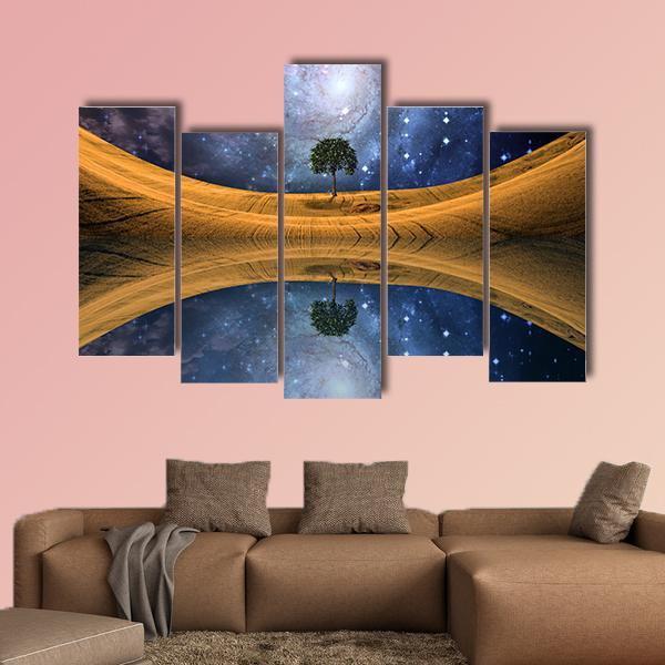 Surreal Lake Scape Canvas Wall Art-5 Pop-Gallery Wrap-47" x 32"-Tiaracle
