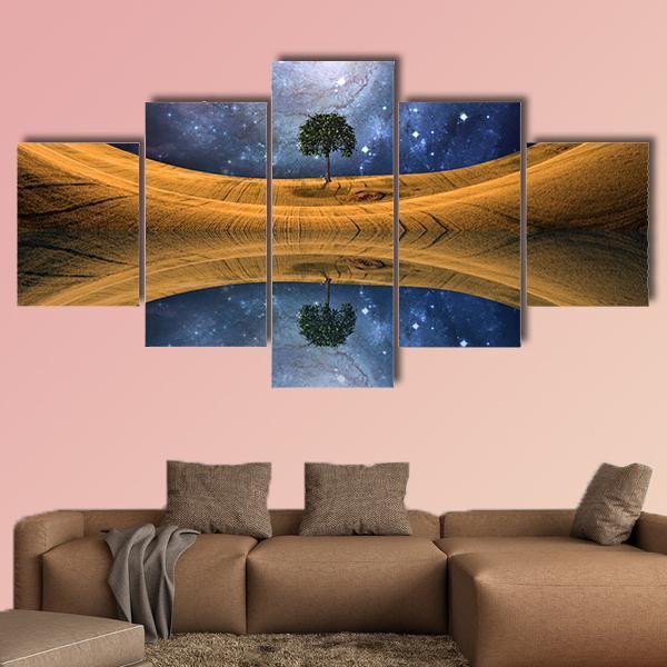 Surreal Lake Scape Canvas Wall Art-5 Star-Gallery Wrap-62" x 32"-Tiaracle