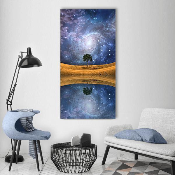 Surreal Lake Scape Vertical Canvas Wall Art-1 Vertical-Gallery Wrap-12" x 24"-Tiaracle