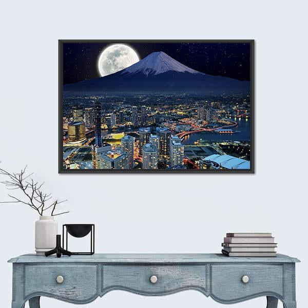 Surreal View Of Yokohama City Canvas Wall Art-1 Piece-Floating Frame-24" x 16"-Tiaracle