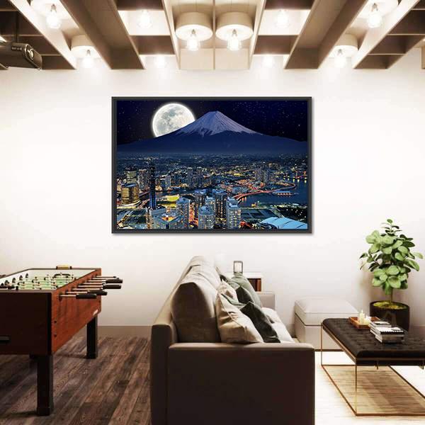 Surreal View Of Yokohama City Canvas Wall Art-3 Horizontal-Gallery Wrap-25" x 16"-Tiaracle