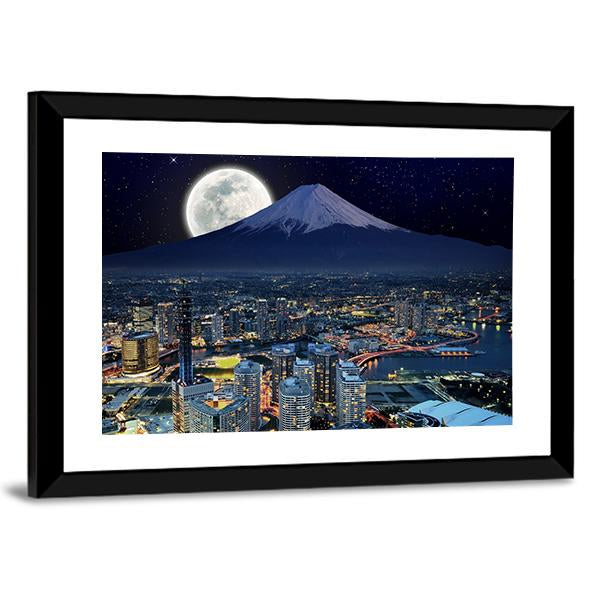 Surreal View Of Yokohama City Canvas Wall Art-3 Horizontal-Gallery Wrap-25" x 16"-Tiaracle