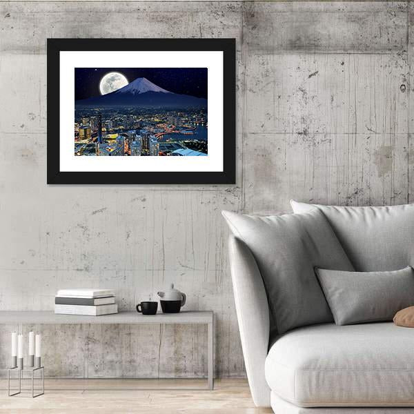Surreal View Of Yokohama City Canvas Wall Art-3 Horizontal-Gallery Wrap-25" x 16"-Tiaracle