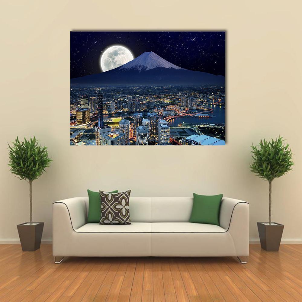 Surreal View Of Yokohama City Canvas Wall Art-1 Piece-Gallery Wrap-48" x 32"-Tiaracle