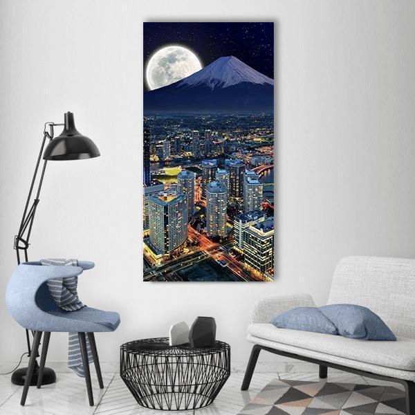 Surreal View Of Yokohama City Vertical Canvas Wall Art-1 Vertical-Gallery Wrap-12" x 24"-Tiaracle