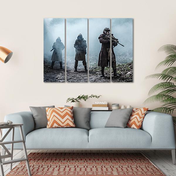 Survivors In Tatters And Gas Mask Canvas Wall Art-4 Horizontal-Gallery Wrap-34" x 24"-Tiaracle