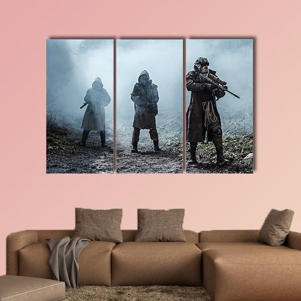 Survivors In Tatters And Gas Mask Canvas Wall Art-3 Horizontal-Gallery Wrap-37" x 24"-Tiaracle