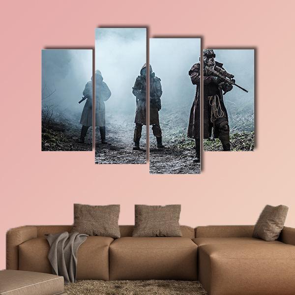 Survivors In Tatters And Gas Mask Canvas Wall Art-4 Pop-Gallery Wrap-50" x 32"-Tiaracle