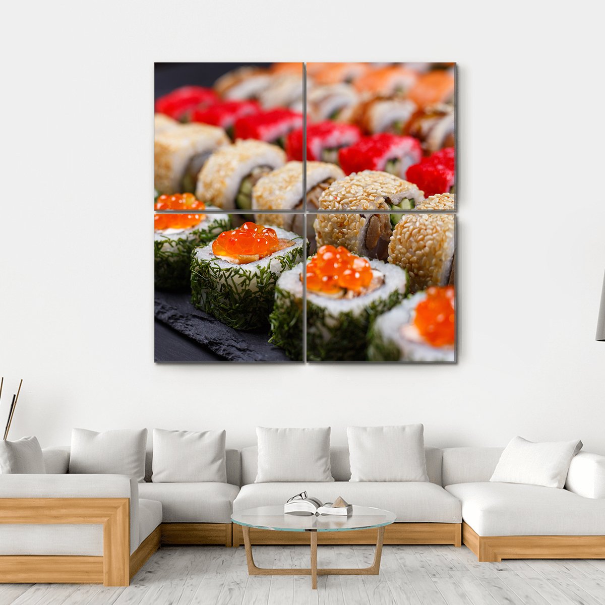 Sushi Restaurant Japan Canvas Wall Art-4 Square-Gallery Wrap-17" x 17"-Tiaracle