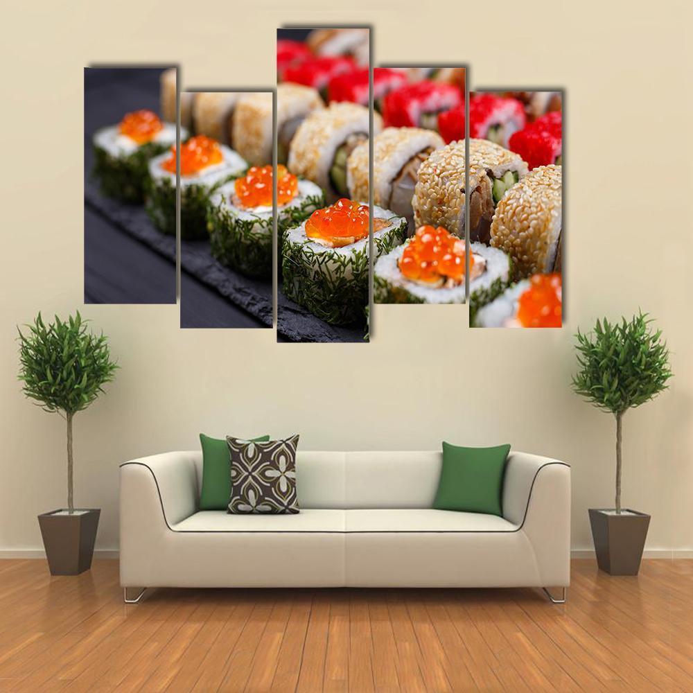 Sushi Restaurant Japan Canvas Wall Art-5 Pop-Gallery Wrap-47" x 32"-Tiaracle
