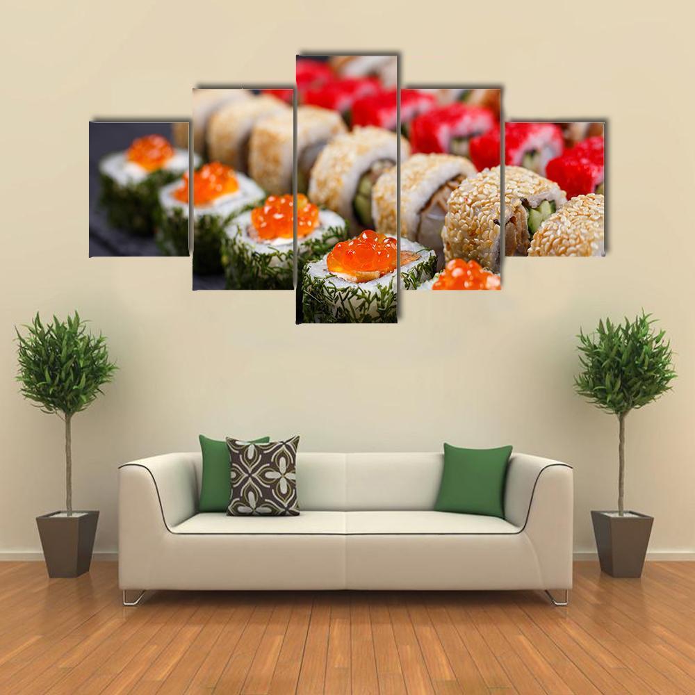Sushi Restaurant Japan Canvas Wall Art-5 Star-Gallery Wrap-62" x 32"-Tiaracle
