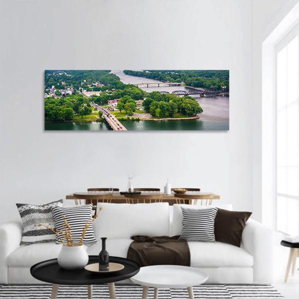 Susquehanna River And Town Of Northumberland Panoramic Canvas Wall Art-1 Piece-36" x 12"-Tiaracle