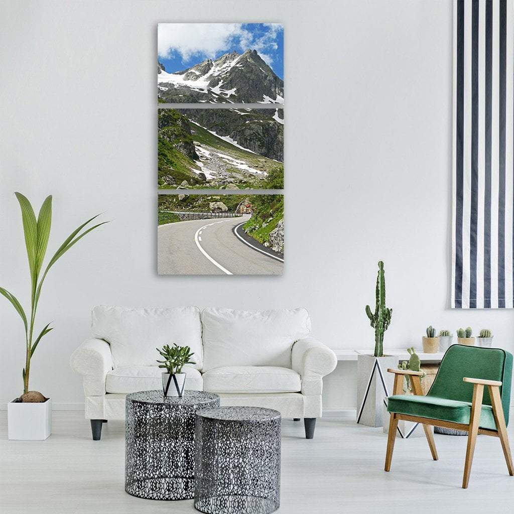 Susten Pass Road In Switzerland Vertical Canvas Wall Art-3 Vertical-Gallery Wrap-12" x 25"-Tiaracle