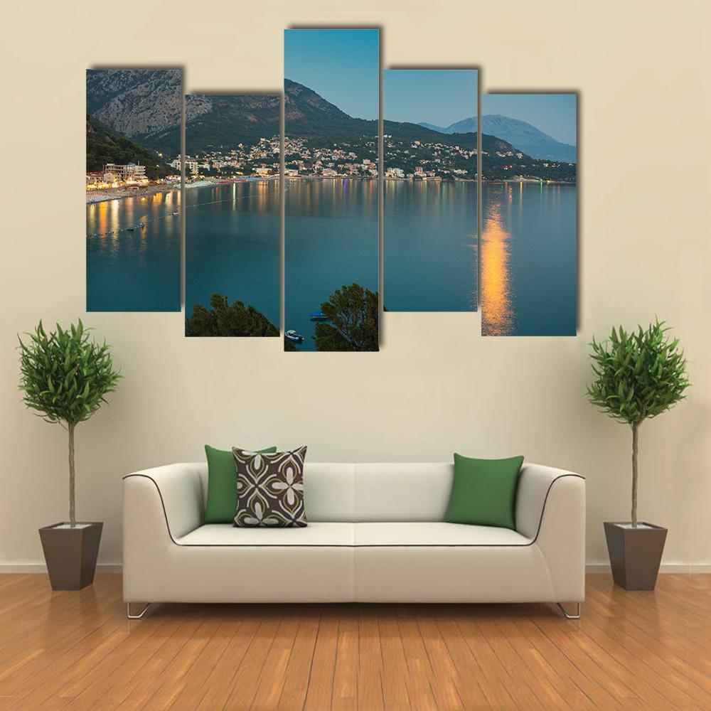 Sutomore Night View From The Mountain Canvas Wall Art-5 Pop-Gallery Wrap-47" x 32"-Tiaracle