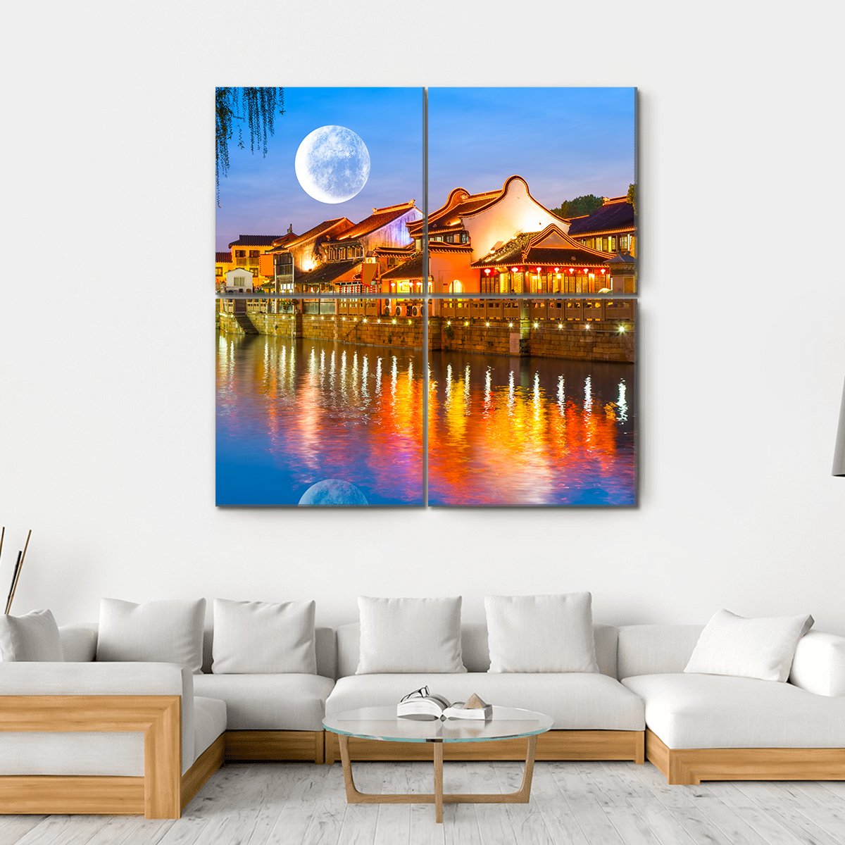 Suzhou Ancient Town Canvas Wall Art-4 Square-Gallery Wrap-17" x 17"-Tiaracle
