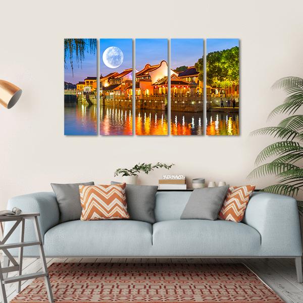 Suzhou Ancient Town Canvas Wall Art-5 Horizontal-Gallery Wrap-22" x 12"-Tiaracle