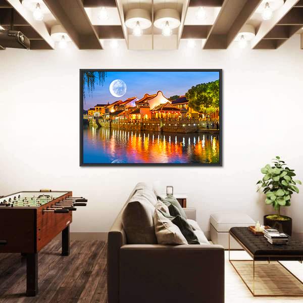 Suzhou Ancient Town Canvas Wall Art-3 Horizontal-Gallery Wrap-25" x 16"-Tiaracle