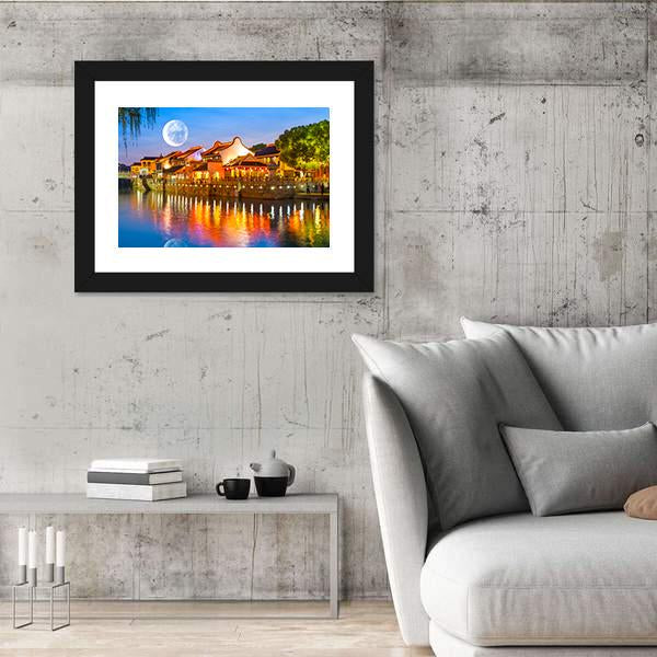Suzhou Ancient Town Canvas Wall Art-3 Horizontal-Gallery Wrap-25" x 16"-Tiaracle