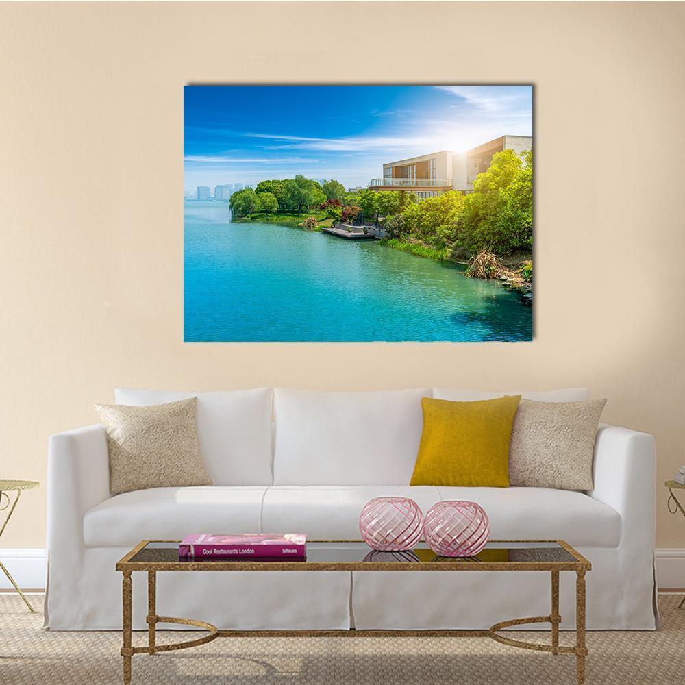 Suzhou Jinji Lake Canvas Wall Art-1 Piece-Gallery Wrap-48" x 32"-Tiaracle