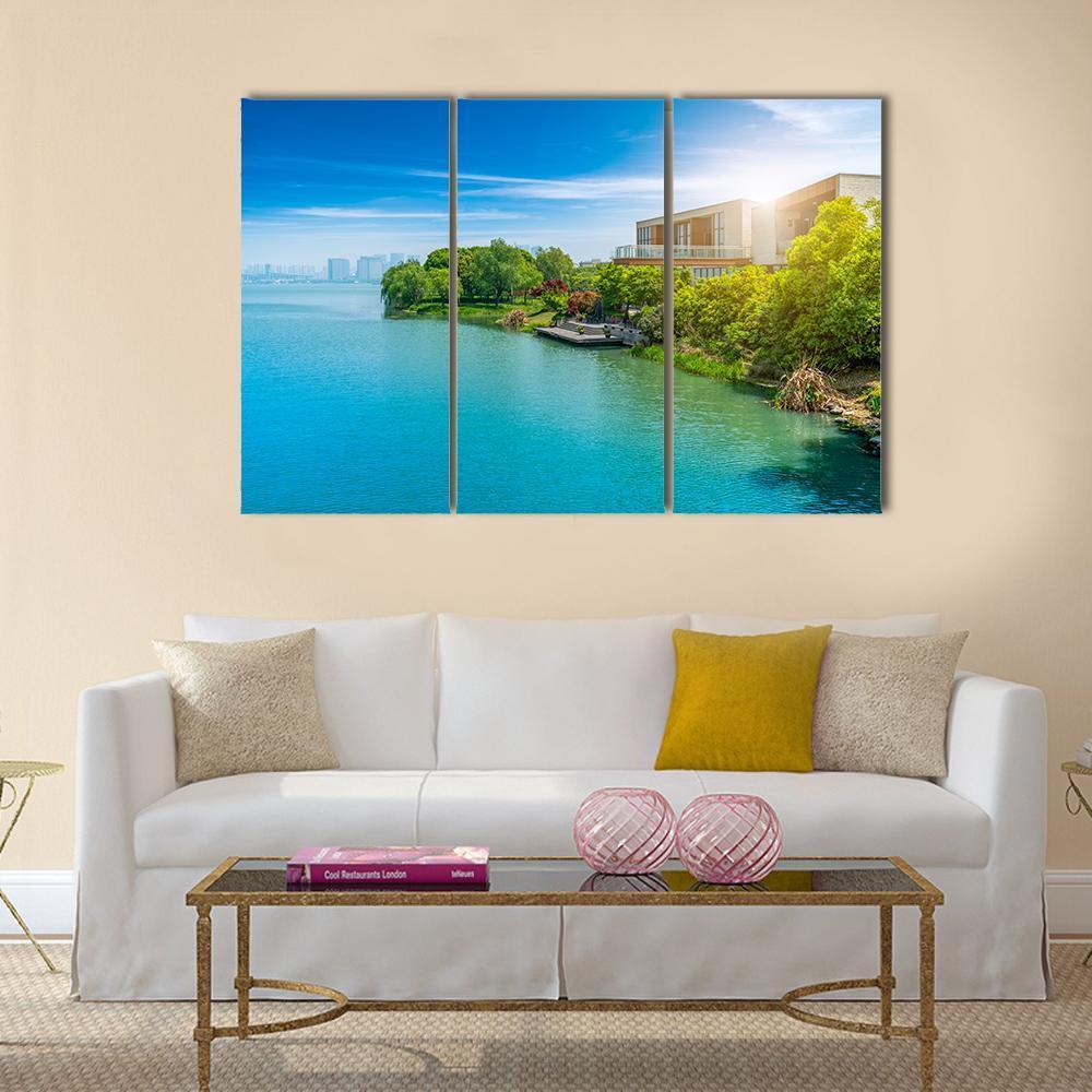 Suzhou Jinji Lake Canvas Wall Art-3 Horizontal-Gallery Wrap-37" x 24"-Tiaracle