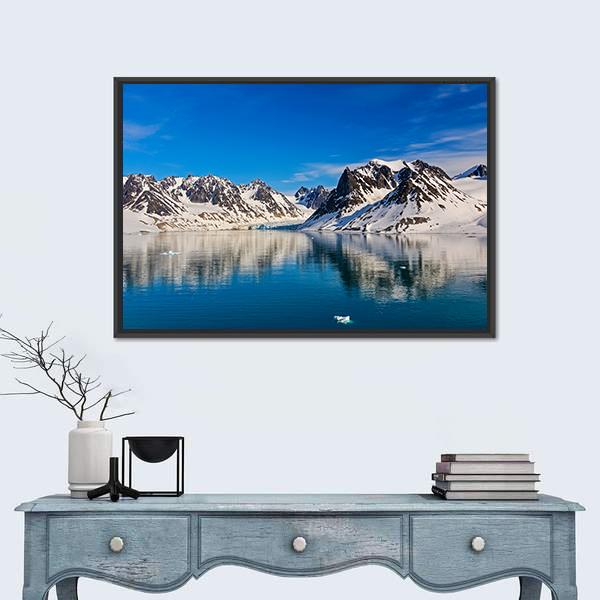Svalbarden Islands Fjords Canvas Wall Art-1 Piece-Floating Frame-24" x 16"-Tiaracle