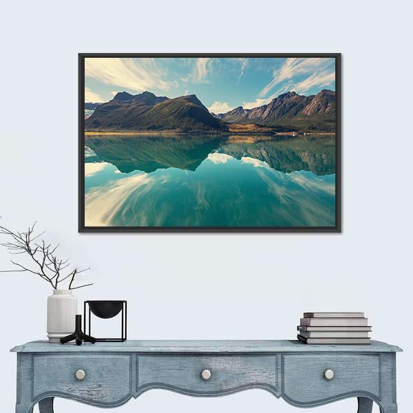 Svartisen Glacier In Norway Canvas Wall Art-1 Piece-Floating Frame-24" x 16"-Tiaracle