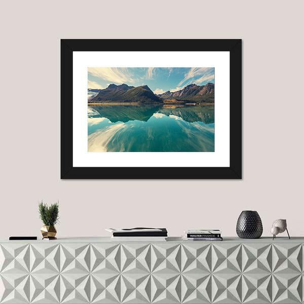 Svartisen Glacier In Norway Canvas Wall Art-1 Piece-Framed Print-20" x 16"-Tiaracle