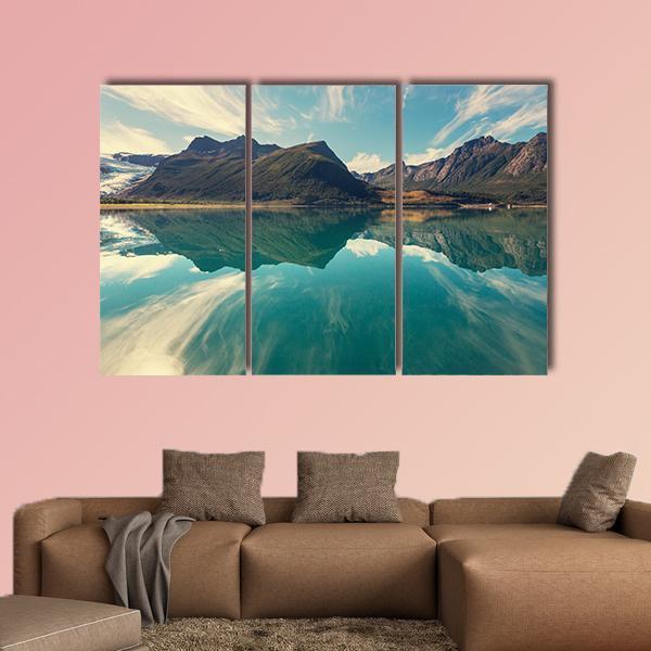 Svartisen Glacier In Norway Canvas Wall Art-3 Horizontal-Gallery Wrap-37" x 24"-Tiaracle