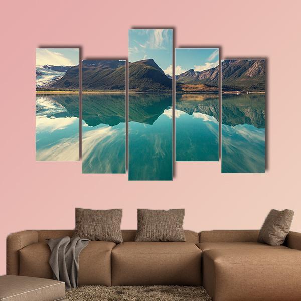 Svartisen Glacier In Norway Canvas Wall Art-5 Pop-Gallery Wrap-47" x 32"-Tiaracle