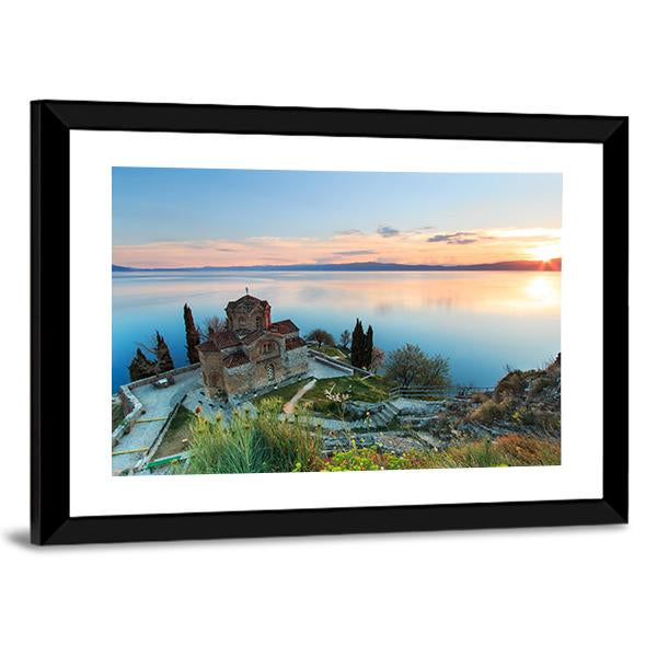 Sveti Jovan Kaneo Church On Lake Ohrid Panoramic Canvas Wall Art-1 Piece-36" x 12"-Tiaracle
