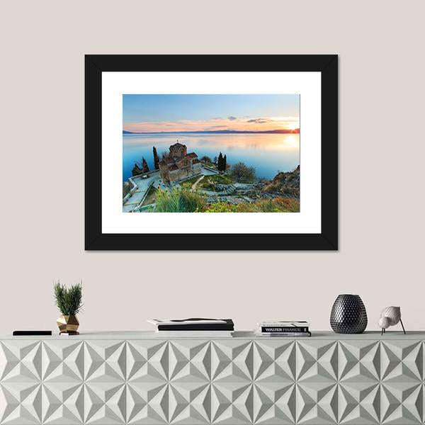 Sveti Jovan Kaneo Church On Lake Ohrid Panoramic Canvas Wall Art-1 Piece-36" x 12"-Tiaracle