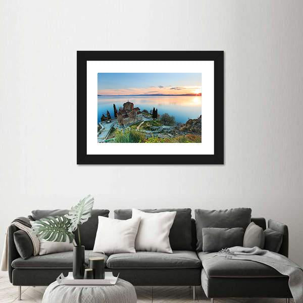 Sveti Jovan Kaneo Church On Lake Ohrid Panoramic Canvas Wall Art-1 Piece-36" x 12"-Tiaracle
