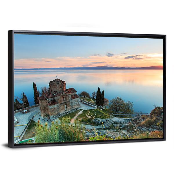 Sveti Jovan Kaneo Church On Lake Ohrid Panoramic Canvas Wall Art-1 Piece-36" x 12"-Tiaracle