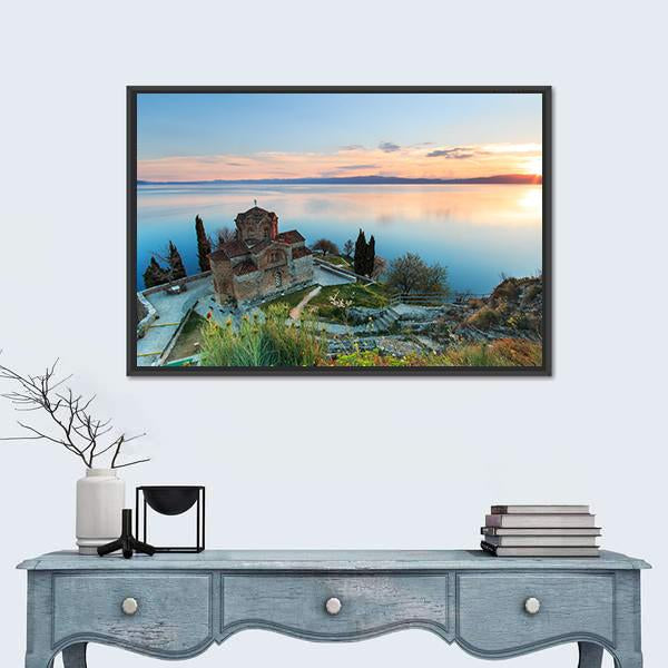 Sveti Jovan Kaneo Church On Lake Ohrid Panoramic Canvas Wall Art-1 Piece-36" x 12"-Tiaracle