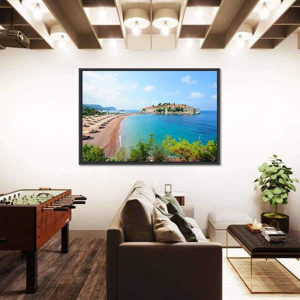 Sveti Stefan Island Canvas Wall Art-3 Horizontal-Gallery Wrap-25" x 16"-Tiaracle