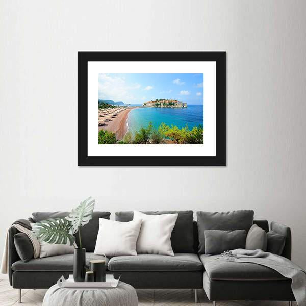 Sveti Stefan Island Canvas Wall Art-3 Horizontal-Gallery Wrap-25" x 16"-Tiaracle