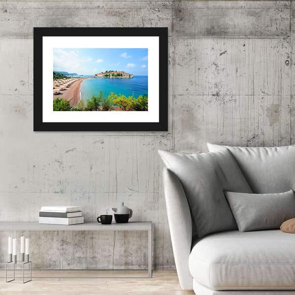Sveti Stefan Island Canvas Wall Art-3 Horizontal-Gallery Wrap-25" x 16"-Tiaracle