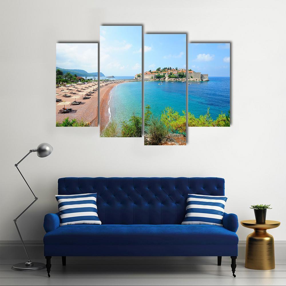 Sveti Stefan Island Canvas Wall Art-4 Pop-Gallery Wrap-50" x 32"-Tiaracle