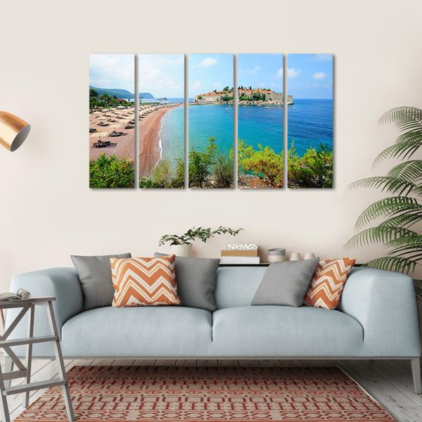 Sveti Stefan Island Canvas Wall Art-5 Horizontal-Gallery Wrap-22" x 12"-Tiaracle