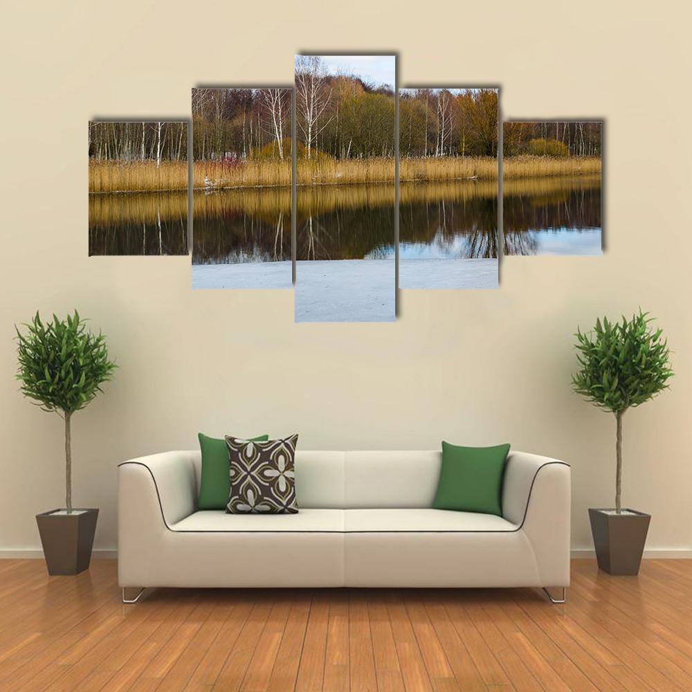 Svisloch River Flows In Minsk Canvas Wall Art-5 Star-Gallery Wrap-62" x 32"-Tiaracle