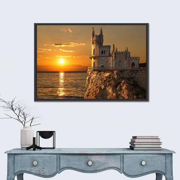 Swallows Nest Castle Canvas Wall Art-1 Piece-Floating Frame-24" x 16"-Tiaracle