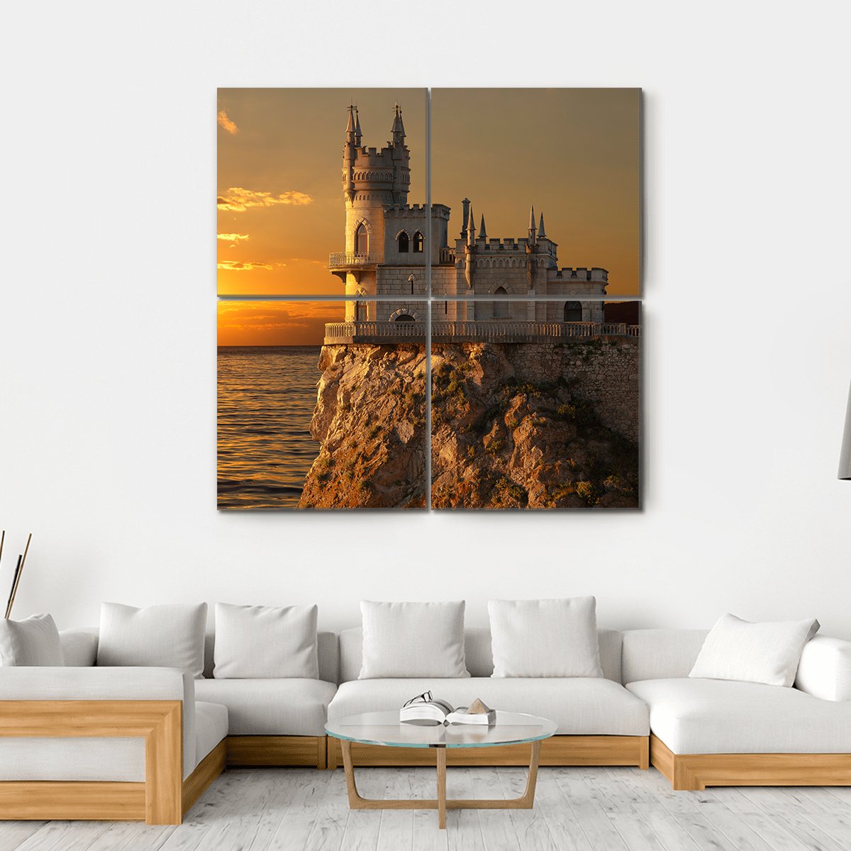 Swallows Nest Castle Canvas Wall Art-4 Square-Gallery Wrap-17" x 17"-Tiaracle