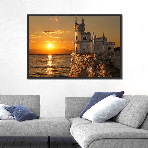 Swallows Nest Castle Canvas Wall Art-3 Horizontal-Gallery Wrap-25" x 16"-Tiaracle