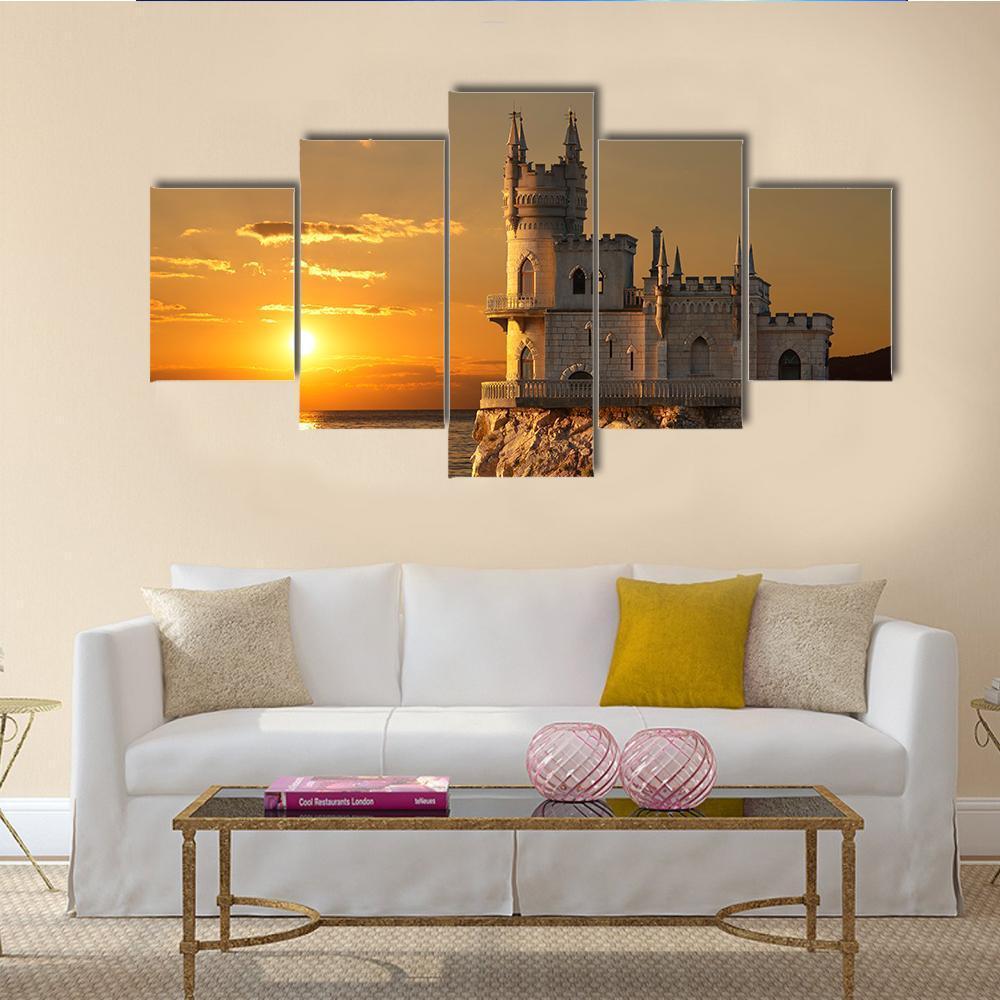 Swallows Nest Castle Canvas Wall Art-5 Star-Gallery Wrap-62" x 32"-Tiaracle