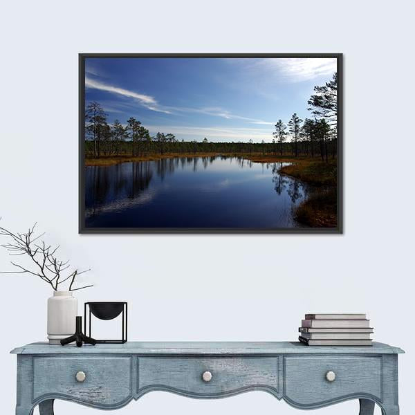 Swamp Viru Raba In Estonia Canvas Wall Art-1 Piece-Floating Frame-24" x 16"-Tiaracle