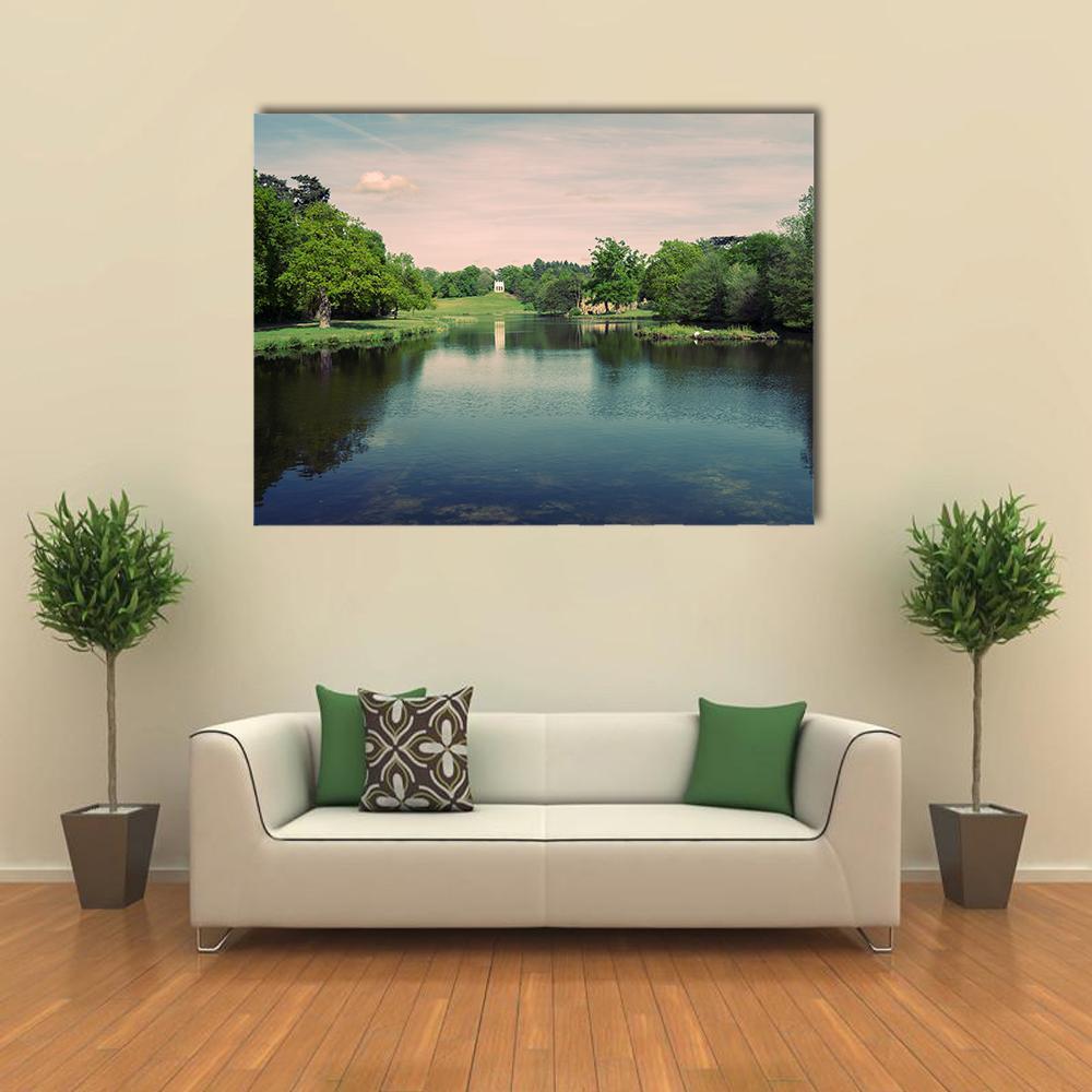 Swans In A Lake In A Surrey Park Canvas Wall Art-1 Piece-Gallery Wrap-48" x 32"-Tiaracle