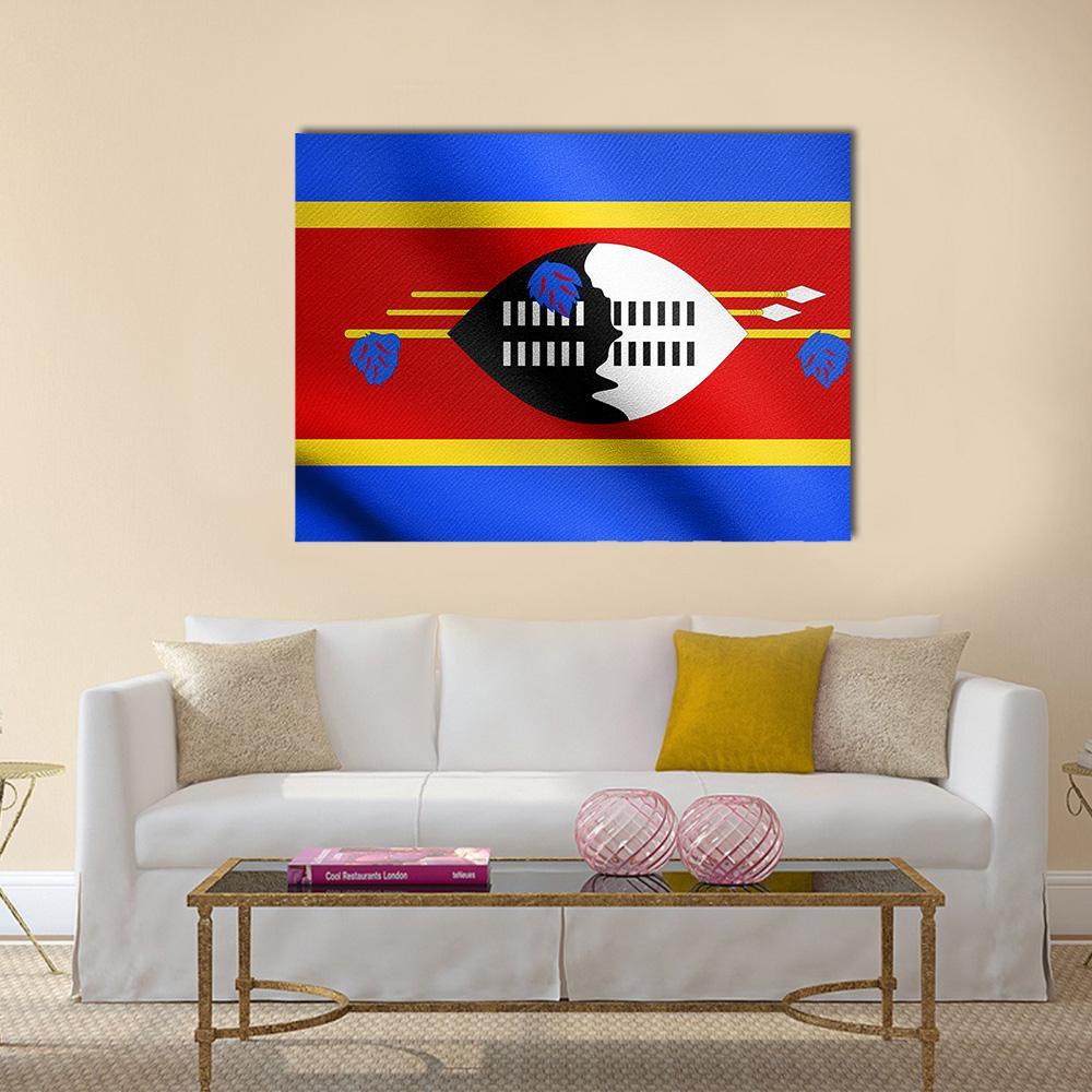 Swazi National Official Flag Canvas Wall Art-1 Piece-Gallery Wrap-36" x 24"-Tiaracle