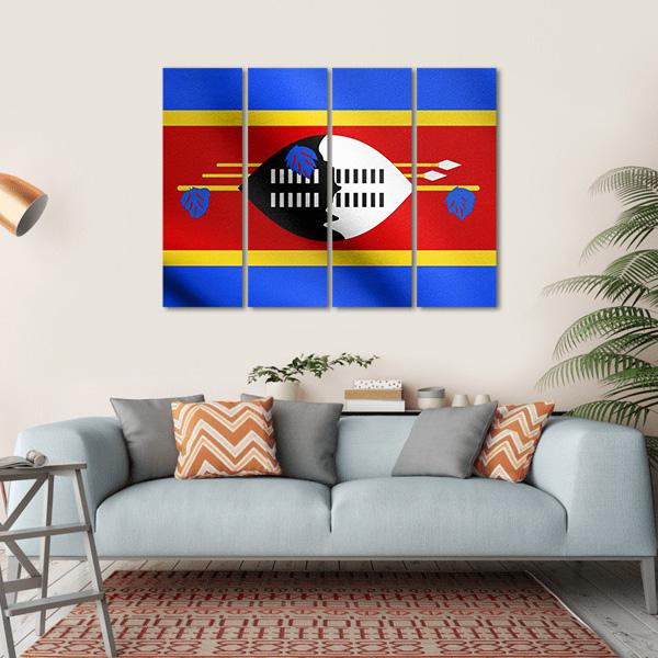 Swazi National Official Flag Canvas Wall Art-1 Piece-Gallery Wrap-36" x 24"-Tiaracle