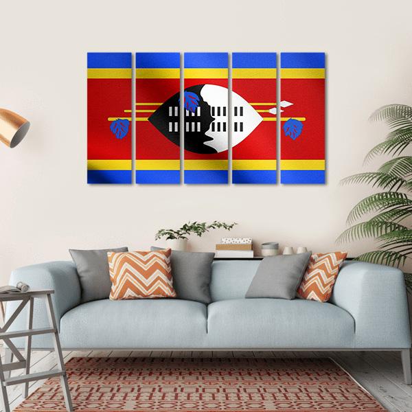 Swazi National Official Flag Canvas Wall Art-5 Horizontal-Gallery Wrap-22" x 12"-Tiaracle