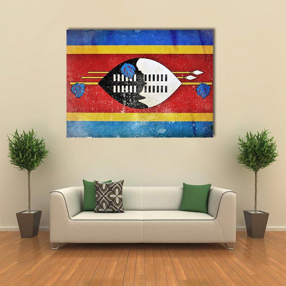 Swaziland Grunge Flag Canvas Wall Art-1 Piece-Gallery Wrap-48" x 32"-Tiaracle